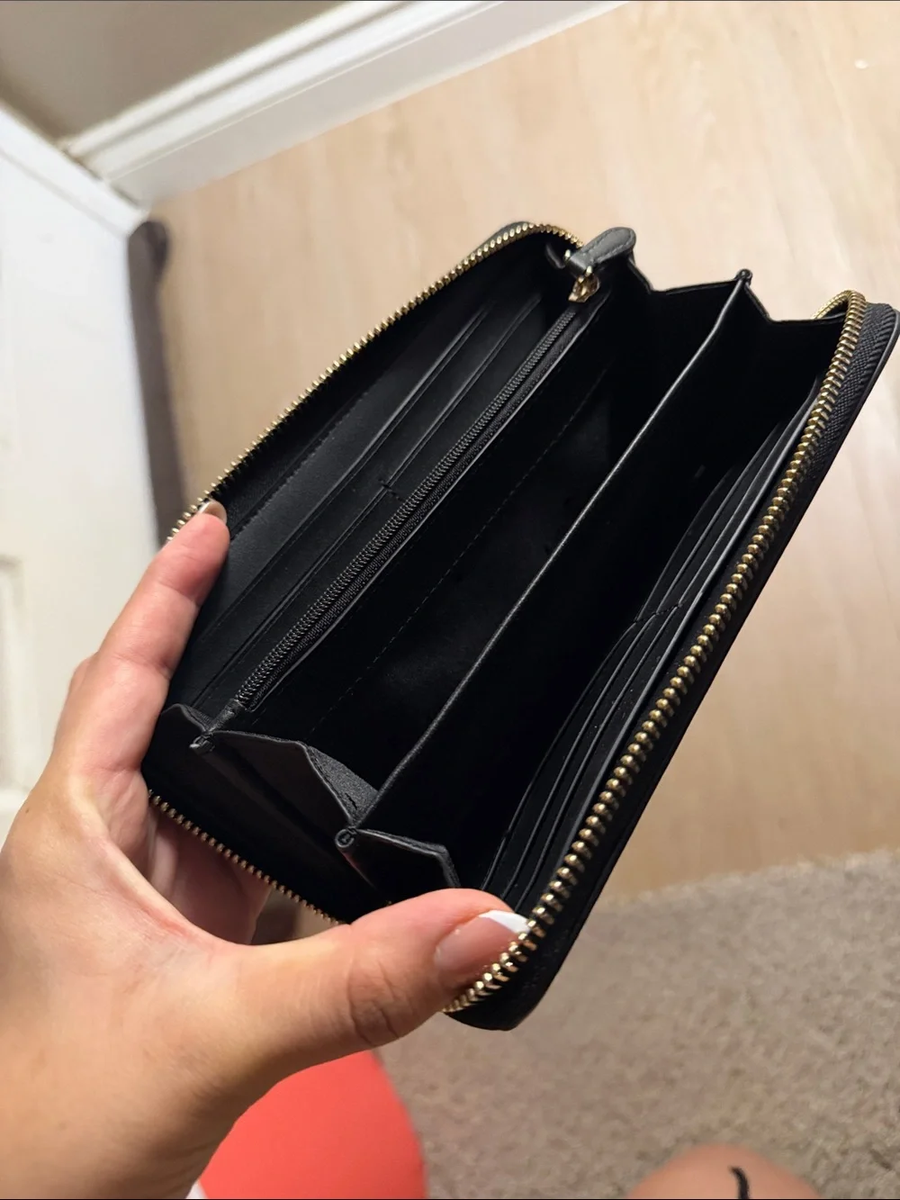 kate spade Two-Tone Black and Taupe Saffiano Leather Wallet